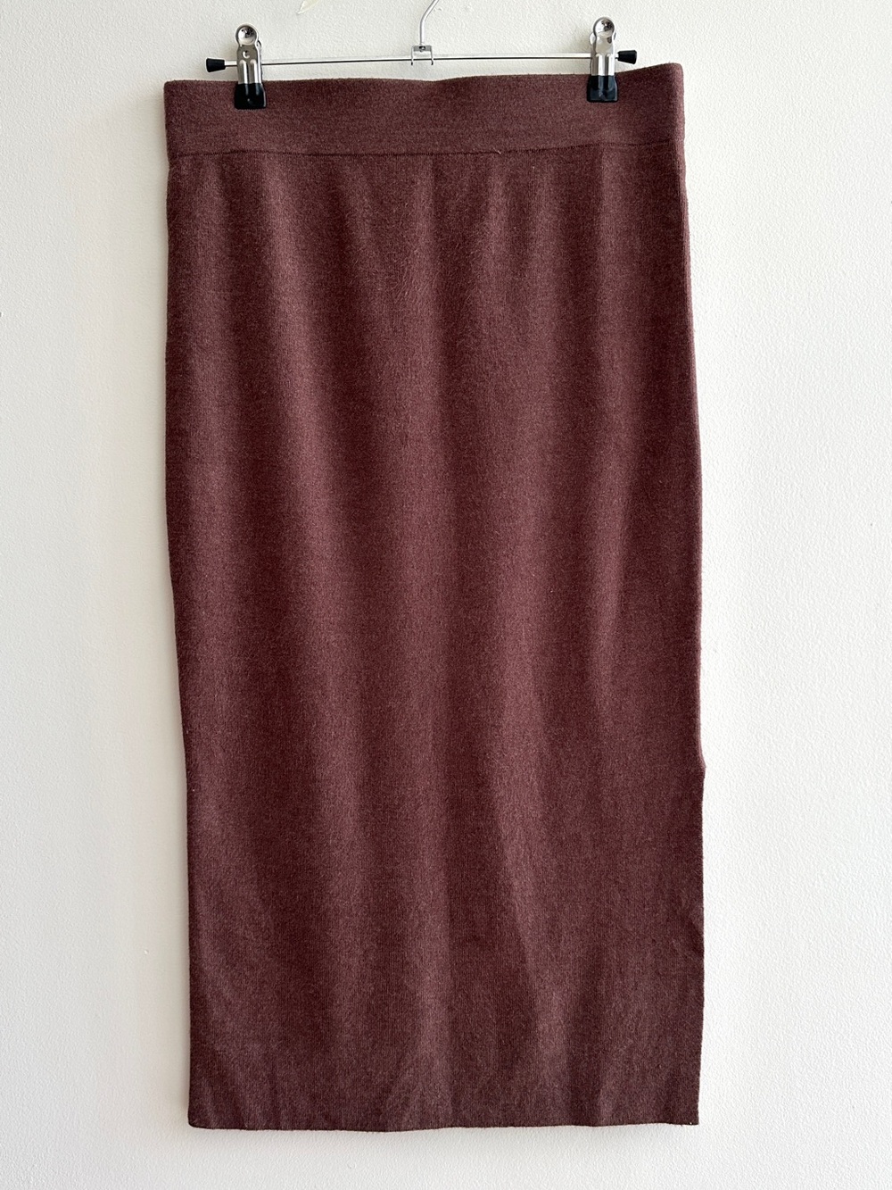 Bobeau Knit Sweater Midi Skirt, Brown/Burgundy, Fall Casual, Size Small